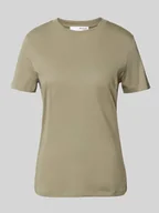 Koszulki i topy damskie - T-shirt z prążkowanym okrągłym dekoltem - miniaturka - grafika 1