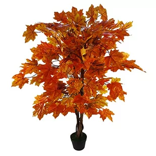 Leaf 125 cm sztuczny klon Acer drzewo czarna plastikowa doniczka design UK, drewno, pomarańczowy - Sztuczne drzewka - miniaturka - grafika 1