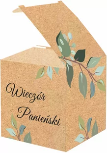 Pudełeczka dla gości na wieczór panieński z zielonymi listkami kraftowe - 6 szt. - Wieczór panieński i kawalerski - miniaturka - grafika 1
