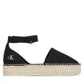 Espadryle damskie - Espadryle Calvin Klein Jeans Flatform Espadrille Sling Mg YW0YW01735 Czarny - miniaturka - grafika 1