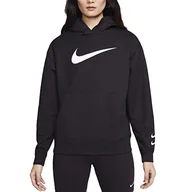 Bluzy damskie - Nike W Nsw Swsh Hoodie Ft bluza damska czarny Black/(White) XX-L - miniaturka - grafika 1