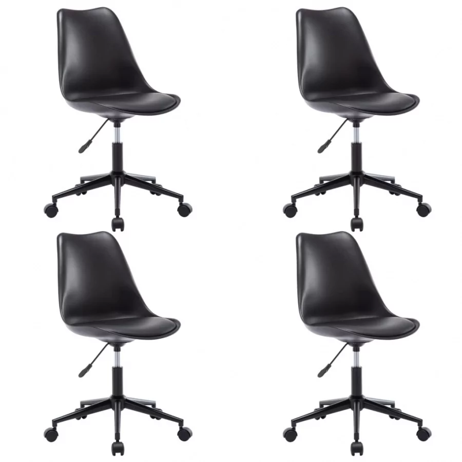 vidaXL Obrotowe krzesła jadalniane, 4 szt., czarne, sztuczna skóra