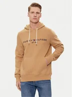 Bluzy męskie - Tommy Hilfiger Bluza Logo MW0MW11599 Brązowy Regular Fit - miniaturka - grafika 1