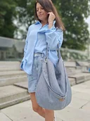 Torebki damskie - Torba hobo z plecionki tapicerskiej Niebieska - miniaturka - grafika 1