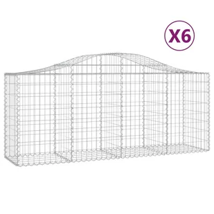 VIDAXL Kosze gabionowe, 6 szt, 200x50x80/100 cm, galwanizowane żelazo - Ogrodzenia - miniaturka - grafika 3