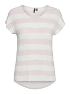 Koszulki i topy damskie - VERO MODA Vmwide Stripe S/L Ga JRS Noos Top damski, Sepia Rose/Stripes:snow White, L - miniaturka - grafika 1
