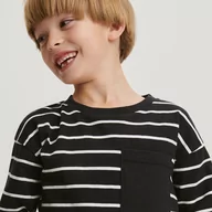 Koszulki dla chłopców - Reserved - Koszulka longsleeve w paski - Szary - miniaturka - grafika 1