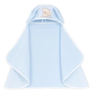 MAMO-TATO Okrycie ręcznik kąpielowy z kapturem 65x120 - Zając - Błękit - Okrycia kąpielowe dla dzieci - miniaturka - grafika 1