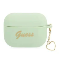Akcesoria do słuchawek - Guess GUAPLSCHSN AirPods Pro cover zielony/green Silicone Charm Heart Collection - miniaturka - grafika 1