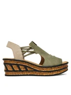 Sandały damskie - Rieker Sandały 68175-52 Zielony - miniaturka - grafika 1