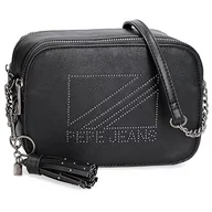 Torebki damskie - Pepe Jeans Donna Torba listonoszka, dwie przegródki, czarna, 20,5 x 14 x 7,5 cm, skóra syntetyczna, czarno-biała, torba na ramię z dwoma przegródkami, czarny/biały, Torba na ramię z dwoma przegródkami - miniaturka - grafika 1