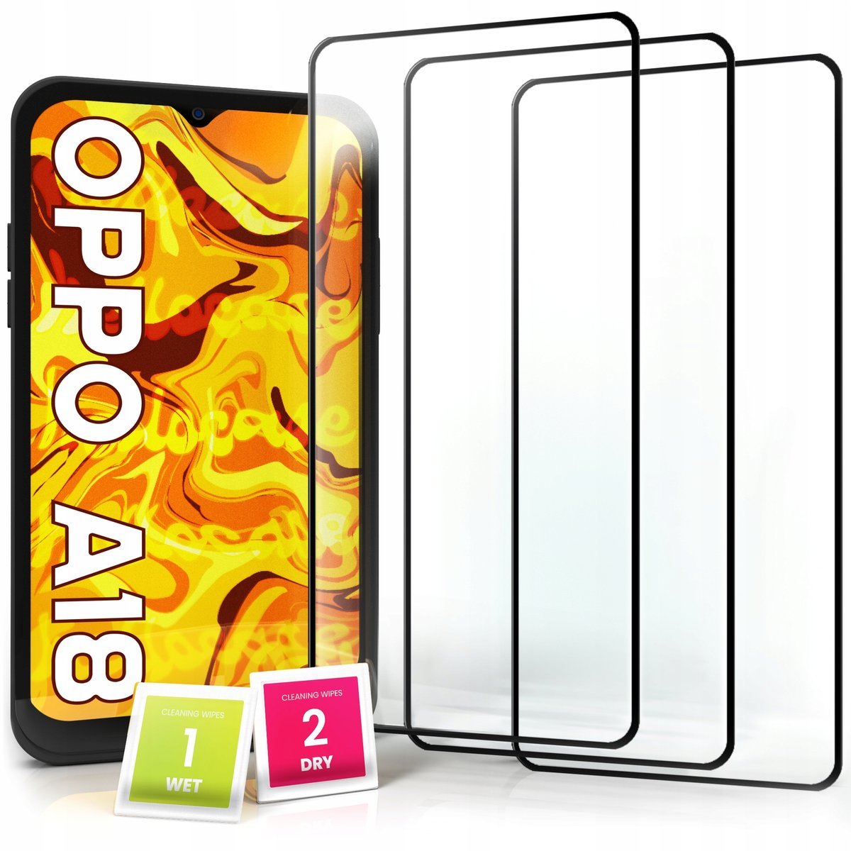 3-pak SZKŁO HARTOWANE DO Oppo A18 na cały ekran 9H ochronne 5D
