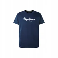 Koszulki męskie - PEPE JEANS KOSZULKA MĘSKA T-SHIRT GRANATOWA r. M - miniaturka - grafika 1
