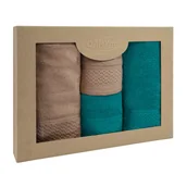 Ręczniki - Ręczniki bawełniane FROTTE jednobarwne komplet EKO 4 szt beż ciemny turkus - miniaturka - grafika 1