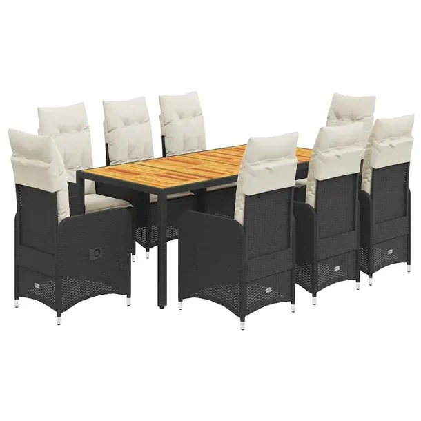 Zestaw Bistro Ogrodowy z Rattanu PE, Stół 190x90x75 cm, Krzesła 54,5x81,