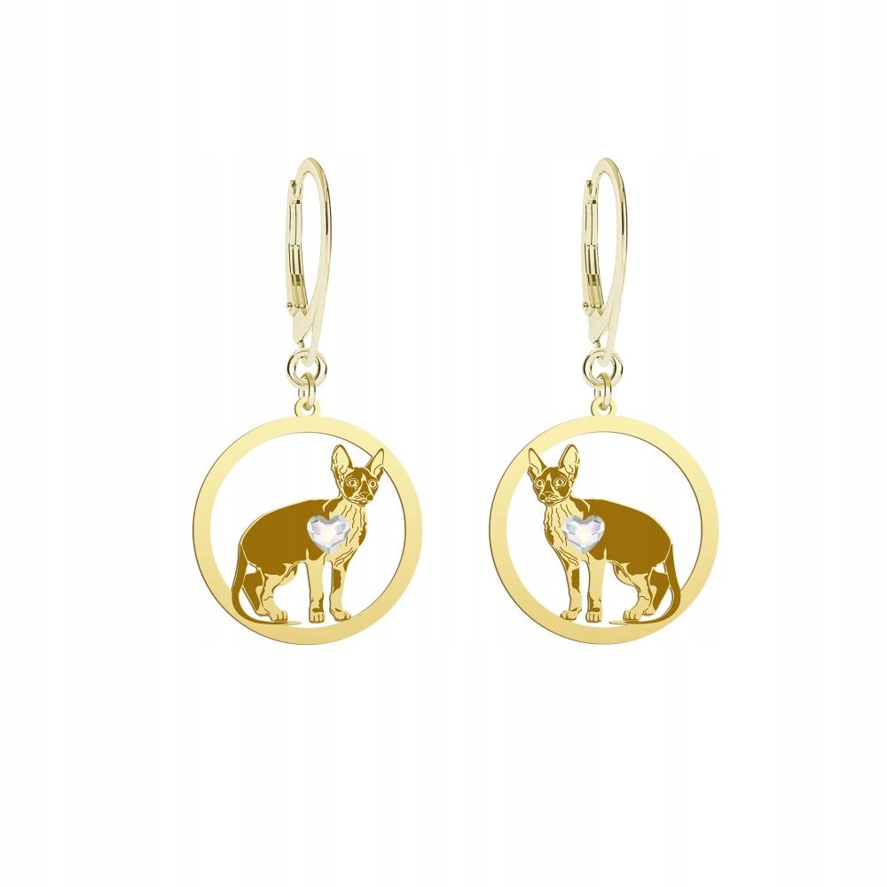 Kolczyki Złote Kot Cornish Rex 925 Prezent Kobieta GRAWER GRATIS