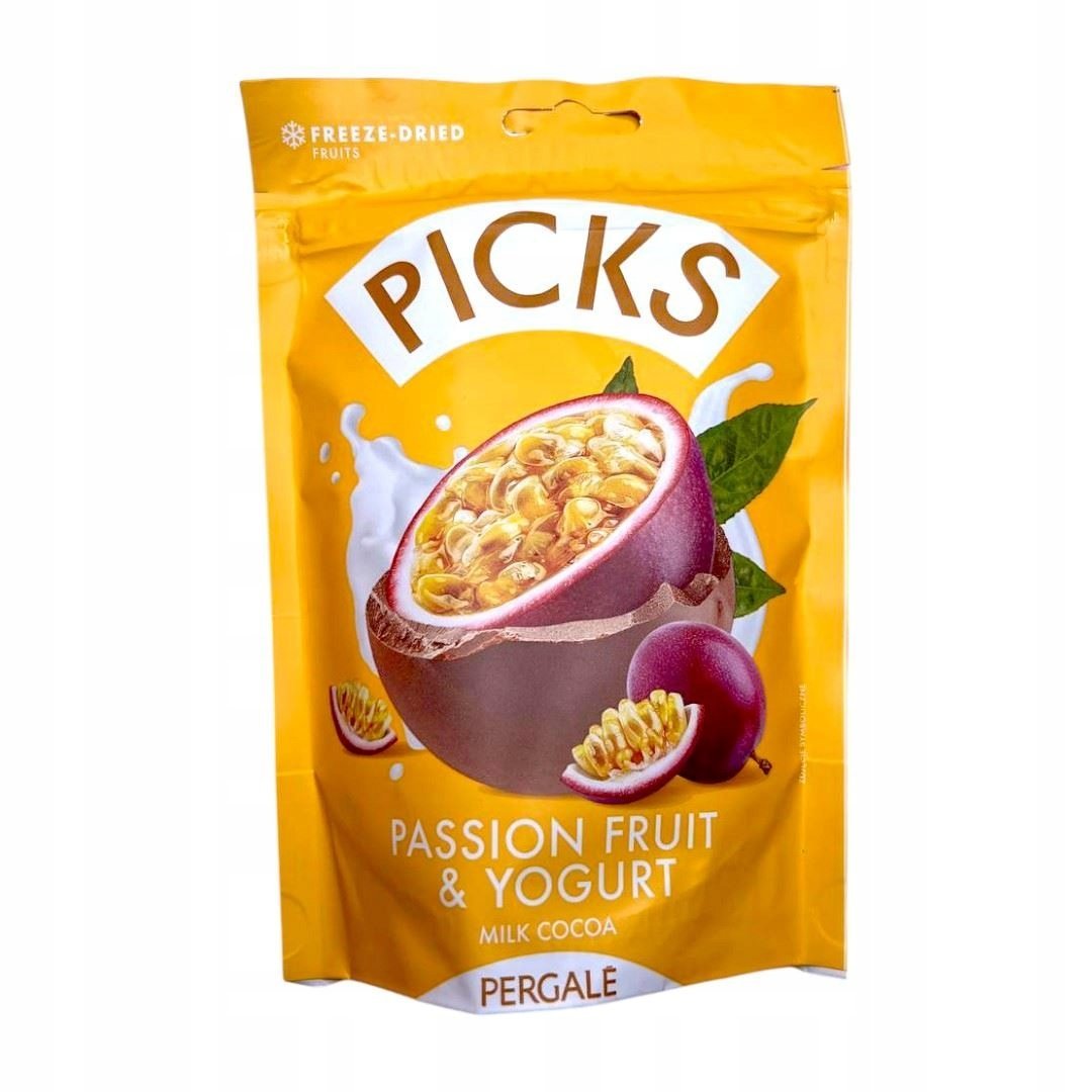 liofilizjowane kostki jogurtu marakuja w polewie mleczno kakaowej 90g Picks