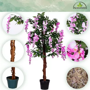 SZTUCZNE DRZEWO GLICYNIA WISTERIA RÓŻ 120CM KWIATY - Dekoracje domu - miniaturka - grafika 4