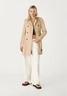 Płaszcze damskie - Stradivarius Krótki trencz Kamień L - miniaturka - grafika 1