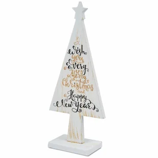 Choinka drewniana biała 25 cm wzór 5 - Ozdoby bożonarodzeniowe - miniaturka - grafika 1