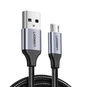 Kable USB - Ugreen USB do Micro USB QC 3.0 2.4A 1.5m czarny - miniaturka - grafika 1