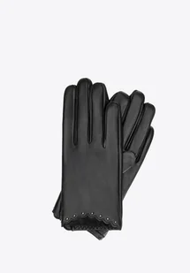 Damskie rękawiczki skórzane z nitami czarne - Rękawiczki - miniaturka - grafika 1