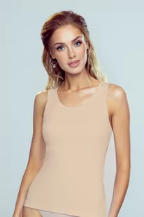 Koszulka damska klasyczna bez rękawów Clarissa Eldar beżowa  L - Koszulki i topy damskie - miniaturka - grafika 1