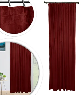 Gotowe Grube Zasłony 140x250 Miękkie Zaciemniająca VELVET Zasłona BORDOWY - Zasłony - miniaturka - grafika 1