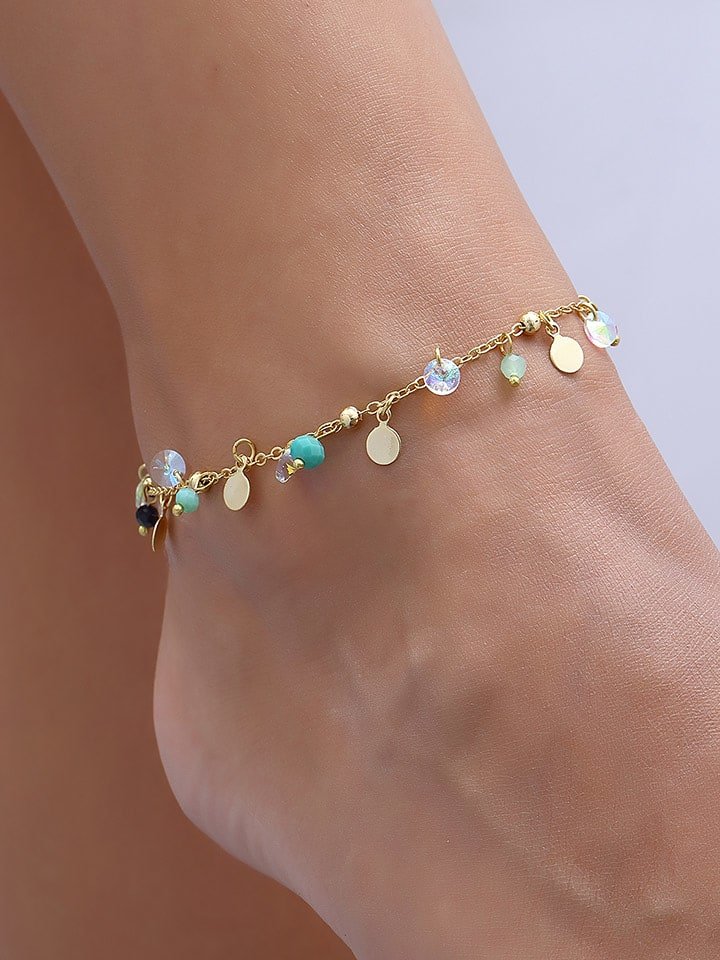 Luja Bijoux Pozłacana bransoletka z elementami ozdobnymi na kostkę