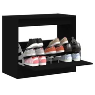 Szafki na buty - Szafka na buty czarna 80x42x69 cm materiał drewnopochodny - miniaturka - grafika 1