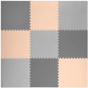 Duża mata piankowa puzzle Ricokids 180x180cm 9 szt szaro-brzoskwiniowa - Maty piankowe - miniaturka - grafika 1