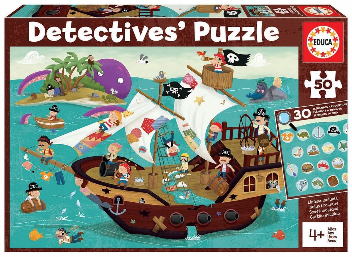 EDUCA Statek Piracki Puzzle 50 Elementów Dla Dzieci Od 4 Lat