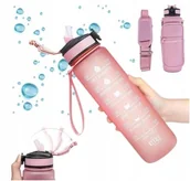 Shakery i bidony sportowe - BUTELKA MOTYWACYJNA WODĘ TRITAN BIDON SPORTOWY FIT 900ml + POKROWIEC - miniaturka - grafika 1