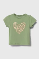Koszulki dla dziewczynek - Guess t-shirt niemowlęcy kolor zielony - miniaturka - grafika 1