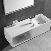 Umywalki - Bernstein Umywalka ścienna z półką TWG36 odlew mineralny 110x40x30 - biały mat - miniaturka - grafika 1