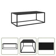 Ławy i stoliki kawowe - The Living Store Stolik kawowy czarny z czarnym szkłem 100x50x35 cm - miniaturka - grafika 1