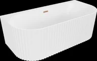 Wanny - Mexen Sella wanna wolnostojąca przyścienna ryflowana 170 x 80 cm, biała mat, przelew miedź szczotkowana - 52711708001-65 - miniaturka - grafika 1