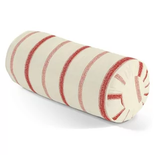 Dekoria.pl Dekoria.pl Poduszka wałek z zakładkami ecru tło czerwone paski 20 × 50 cm Avinon 535-129-15 - Poduszki dekoracyjne - miniaturka - grafika 1