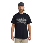 Koszulki męskie - Męska koszulka z krótkim rękawem Jack Wolfskin BRAND T M WOOD dark navy - XXXL - miniaturka - grafika 1