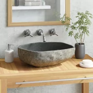 Umywalki - vidaXL Umywalka kamienna z kamienia rzecznego owalna 50 cm - miniaturka - grafika 1