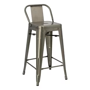 Tolix DKWADRAT Hoker Paris Back short 66cm metaliczny insp. 178337 - Taborety i hokery - miniaturka - grafika 1