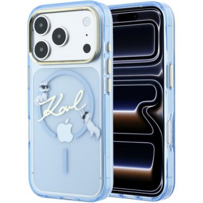 Etui KARL LAGERFELD Script Logo MagSafe do Apple iPhone 17 Pro/18 Pro Jasnoniebieski