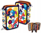Piórniki - Piękny rozkładany potrójny piórnik z wyposażeniem Mickey Mouse Disney - miniaturka - grafika 1