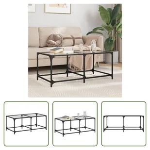 The Living Store Stolik kawowy ze szklanym blatem Przezroczysty 98,5x50x40 cm Stalowy - Ławy i stoliki kawowe The Living Store Stolik kawowy ze szklanym blatem Przezroczysty 98,5x50x40 cm Stalowy - Ławy i stoliki kawowe - miniaturka - grafika 1