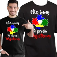 Koszulki męskie - KOSZULKA AUTYZM NIE INNY WYJĄTKOWY DZIEŃ AUTYZMU AUTISM S 3465 CZARNY - miniaturka - grafika 1