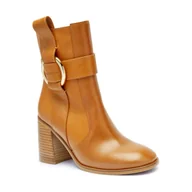 Botki damskie - See By Chloé Skórzane botki na słupku - miniaturka - grafika 1