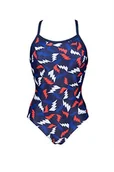 Stroje kąpielowe dla dziewczynek - Arena Damski nadruk lekka kropla pleców Maxlife jednoczęściowy sportowy strój kąpielowy jednoczęściowy strój kąpielowy Błyskawiczne kolory granatowy/czerwony 30 - miniaturka - grafika 1