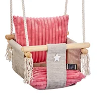 Place zabaw - Huśtawka Dla Dzieci Domowa Kubełkowa Róż Minky +Pas Bezp. Ce Lovegifts - miniaturka - grafika 1