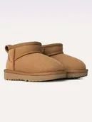 Botki damskie - UGG Botki "Classic Ultra Mini" w kolorze jasnobrązowym ze skóry owczej - miniaturka - grafika 1