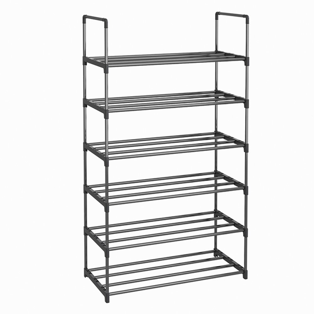 Stojak na buty 4-poziomowy / 6-poziomowy organizer na buty z 4 półkami / 6 półkami metalowy schowek na buty z możliwością układania w stosy do salonu przedpokój wejście czarny